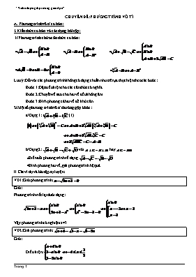 Chuyên đê Phương trinh vô ti